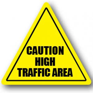 Durastripe Triangle Sign -  CAUTION HIGH TRAFFIC AREA