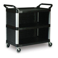 RUBBERMAID UTILITY CART, 3 SIDES-BLACK