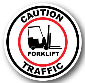 Durastripe Circular Sign -  CAUTION FORKLIFT TRAFFIC